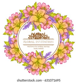 Vintage delicate invitation with flowers for wedding, marriage, bridal, birthday, Valentine's day. Romantic vector illustration.