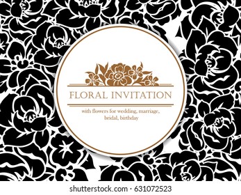 Vintage delicate invitation with flowers for wedding, marriage, bridal, birthday, Valentine's day. Romantic vector illustration.