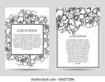 Vintage delicate invitation with flowers for wedding, marriage, bridal, birthday, Valentine's day. 