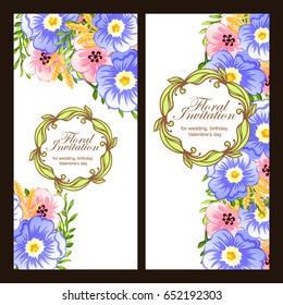 Vintage delicate invitation with flowers for wedding, marriage, bridal, birthday, Valentine's day.