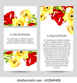Vintage delicate invitation with flowers for wedding, marriage, bridal, birthday, Valentine's day.