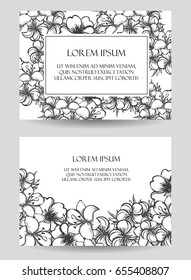 Vintage delicate invitation with flowers for wedding, marriage, bridal, birthday, Valentine's day. Romantic vector illustration.