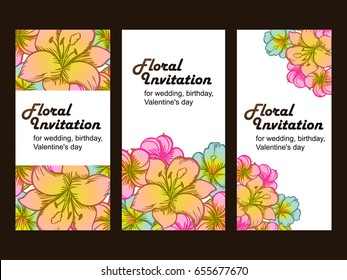 Vintage delicate invitation with flowers for wedding, marriage, bridal, birthday, Valentine's day.