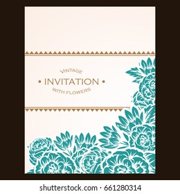 Vintage delicate invitation with flowers for wedding, marriage, bridal, birthday, Valentine's day. Romantic vector illustration. Vintage delicate invitation with flowers for wedding, marriage, bridal, birthday, Valentine's day. Romantic vector illustration.
