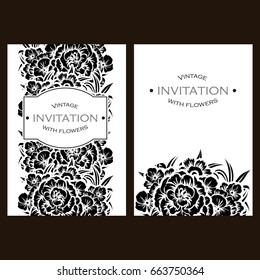 Vintage delicate invitation with flowers for wedding, marriage, bridal, birthday, Valentine's day. Romantic vector illustration.