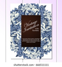 Vintage delicate invitation with flowers for wedding, marriage, bridal, birthday, Valentine's day. Vintage delicate invitation with flowers for wedding, marriage, bridal, birthday, Valentine's day.