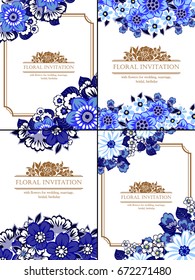 Vintage delicate invitation with flowers for wedding, marriage, bridal, birthday, Valentine's day. 