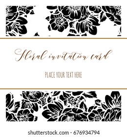 Vintage delicate invitation with flowers for wedding, marriage, bridal, birthday, Valentine's day. 