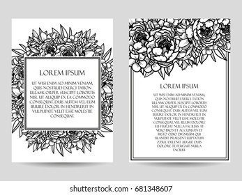 Vintage delicate invitation with flowers for wedding, marriage, bridal, birthday, Valentine's day.