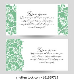 Vintage delicate invitation with flowers for wedding, marriage, bridal, birthday, Valentine's day.