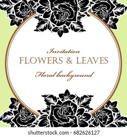 Vintage delicate invitation with flowers for wedding, marriage, bridal, birthday, Valentine's day.