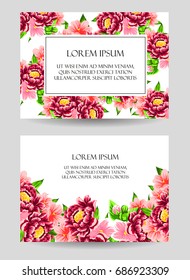 Vintage delicate invitation with flowers for wedding, marriage, bridal, birthday, Valentine's day.