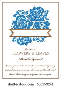 Vintage delicate invitation with flowers for wedding, marriage, bridal, birthday, Valentine's day. 