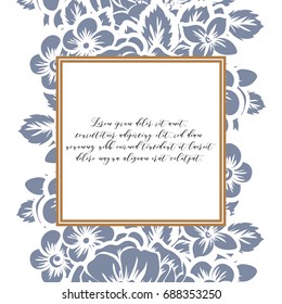 Vintage delicate invitation with flowers for wedding, marriage, bridal, birthday, Valentine's day. 
