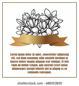 Vintage delicate invitation with flowers for wedding, marriage, bridal, birthday, Valentine's day. 