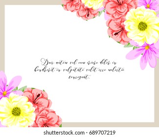 Vintage delicate invitation with flowers for wedding, marriage, bridal, birthday, Valentine's day.