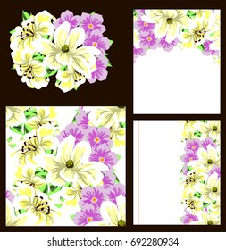 Vintage delicate invitation with flowers for wedding, marriage, bridal, birthday, Valentine's day.