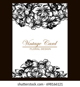 Vintage delicate invitation with flowers for wedding, marriage, bridal, birthday, Valentine's day. 