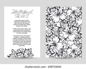 Vintage delicate invitation with flowers for wedding, marriage, bridal, birthday, Valentine's day. 