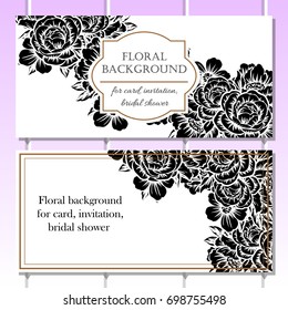 Vintage delicate invitation with flowers for wedding, marriage, bridal, birthday, Valentine's day. 