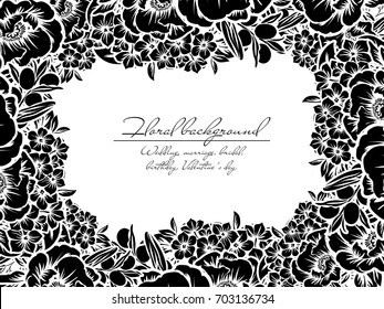 Vintage delicate invitation with flowers for wedding, marriage, bridal, birthday, Valentine's day.