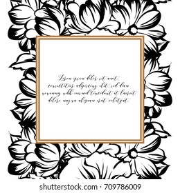 Vintage delicate invitation with flowers for wedding, marriage, bridal, birthday, Valentine's day.