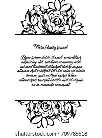 Vintage delicate invitation with flowers for wedding, marriage, bridal, birthday, Valentine's day.