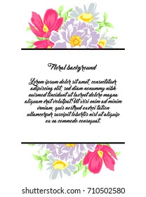 Vintage delicate invitation with flowers for wedding, marriage, bridal, birthday, Valentine's day.