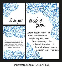Vintage delicate invitation with flowers for wedding, marriage, bridal, birthday, Valentine's day.
