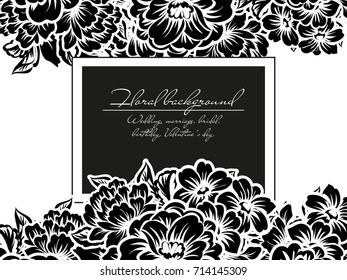 Vintage delicate invitation with flowers for wedding, marriage, bridal, birthday, Valentine's day.