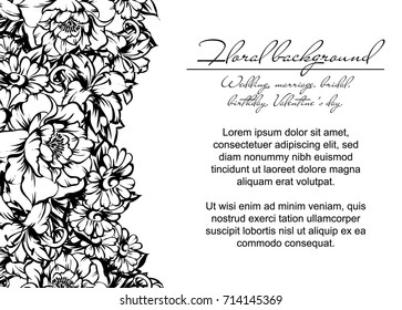 Vintage delicate invitation with flowers for wedding, marriage, bridal, birthday, Valentine's day.