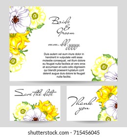 Vintage delicate invitation with flowers for wedding, marriage, bridal, birthday, Valentine's day.
