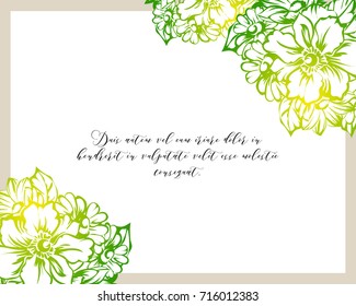 Vintage delicate invitation with flowers for wedding, marriage, bridal, birthday, Valentine's day. 