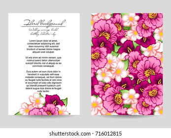 Vintage delicate invitation with flowers for wedding, marriage, bridal, birthday, Valentine's day. 