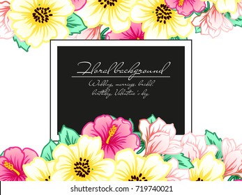 Vintage delicate invitation with flowers for wedding, marriage, bridal, birthday, Valentine's day.
