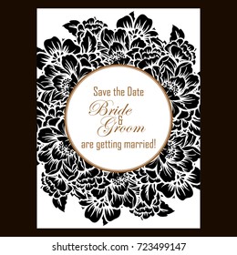 Vintage delicate invitation with flowers for wedding, marriage, bridal, birthday, Valentine's day.