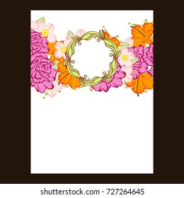 Vintage delicate invitation with flowers for wedding, marriage, bridal, birthday, Valentine's day.