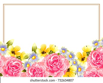 Vintage delicate invitation with flowers for wedding, marriage, bridal, birthday, Valentine's day.