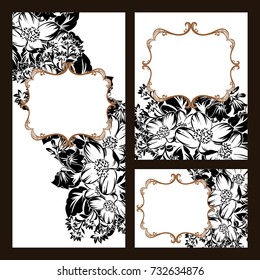 Vintage delicate invitation with flowers for wedding, marriage, bridal, birthday, Valentine's day.