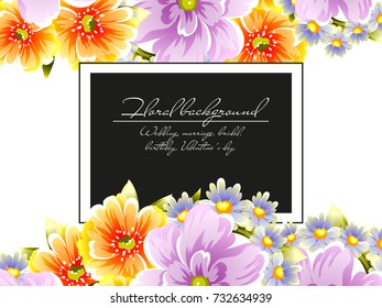 Vintage delicate invitation with flowers for wedding, marriage, bridal, birthday, Valentine's day.
