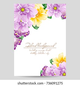 Vintage delicate invitation with flowers for wedding, marriage, bridal, birthday, Valentine's day.