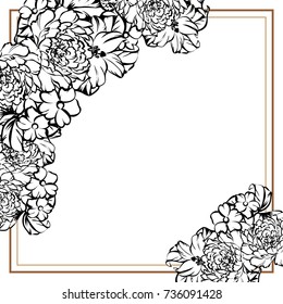 Vintage delicate invitation with flowers for wedding, marriage, bridal, birthday, Valentine's day.