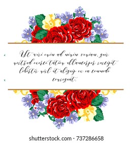 Vintage delicate invitation with flowers for wedding, marriage, bridal, birthday, Valentine's day.