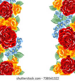 Vintage delicate invitation with flowers for wedding, marriage, bridal, birthday, Valentine's day.