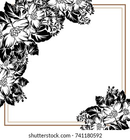 Vintage delicate invitation with flowers for wedding, marriage, bridal, birthday, Valentine's day.