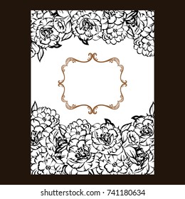 Vintage delicate invitation with flowers for wedding, marriage, bridal, birthday, Valentine's day.