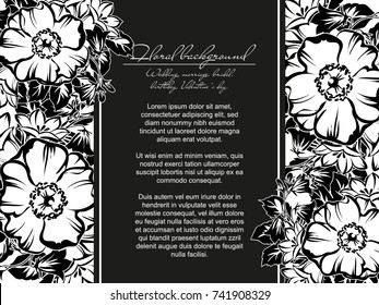 Vintage delicate invitation with flowers for wedding, marriage, bridal, birthday, Valentine's day.