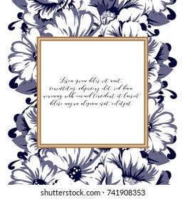 Vintage delicate invitation with flowers for wedding, marriage, bridal, birthday, Valentine's day.