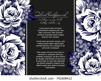 Vintage delicate invitation with flowers for wedding, marriage, bridal, birthday, Valentine's day.