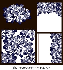 Vintage delicate invitation with flowers for wedding, marriage, bridal, birthday, Valentine's day. 
